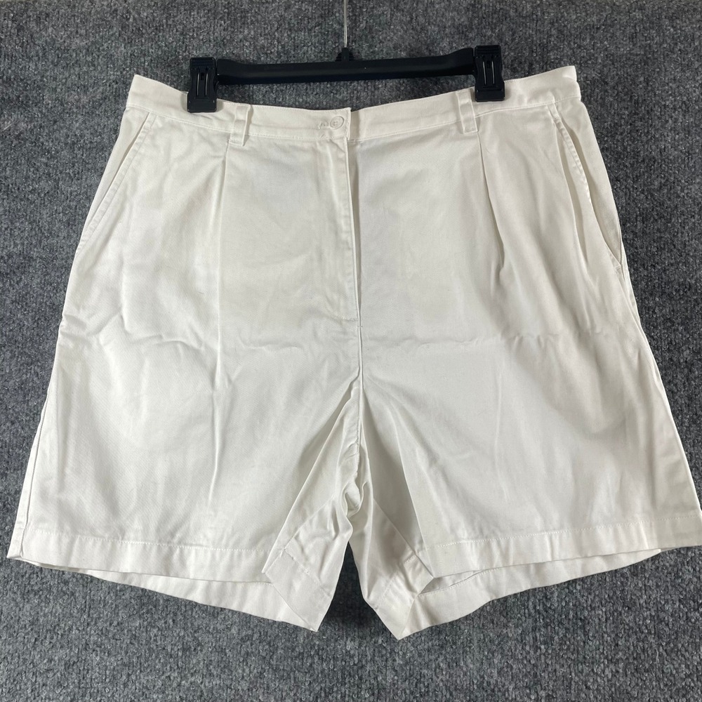 Lauren Ralph Lauren Shorts Womens 14 White Pleated Cotton Twill Casual Beach